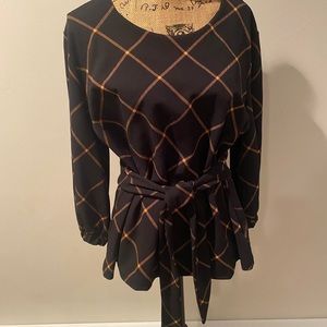 Worthington Black Plaid Blouse